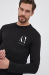 Бавовняний лонгслів Armani Exchange колір чорний з принтом (1754392)