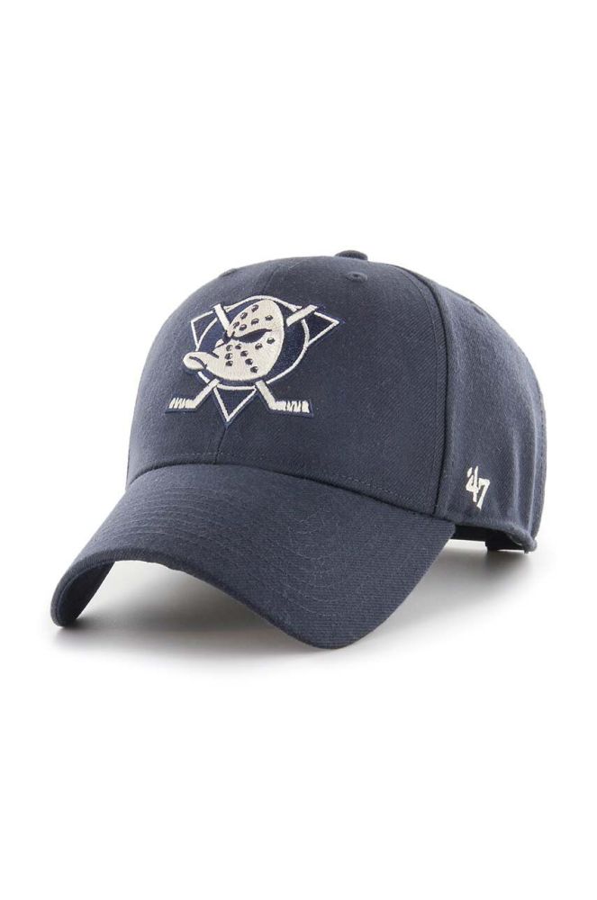 Кепка з домішкою вовни 47brand NHL Anaheim Ducks колір синій з аплікацією