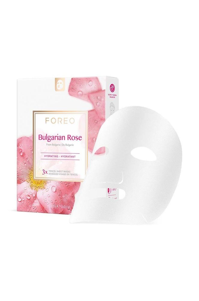 Зволожуюча листова маска для зволоженої та відновленої шкіри FOREO Bulgarian Rose 3-pack колір барвистий