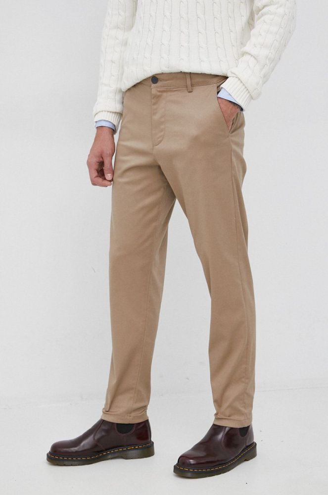 Штани Selected Homme чоловічі колір жовтий облягаюче
