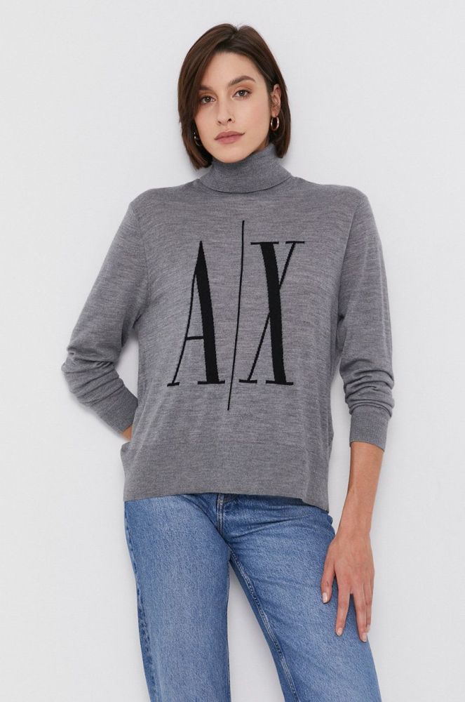 Вовняний светр Armani Exchange жіночий колір сірий легкий гольф