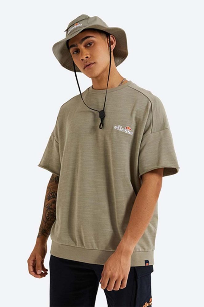 Бавовняна футболка Ellesse Smettila Sweatshirt колір зелений з аплікацією SHJ11946-NAVY