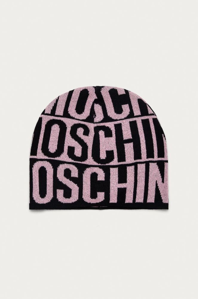 Шапка Moschino колір рожевий вовна
