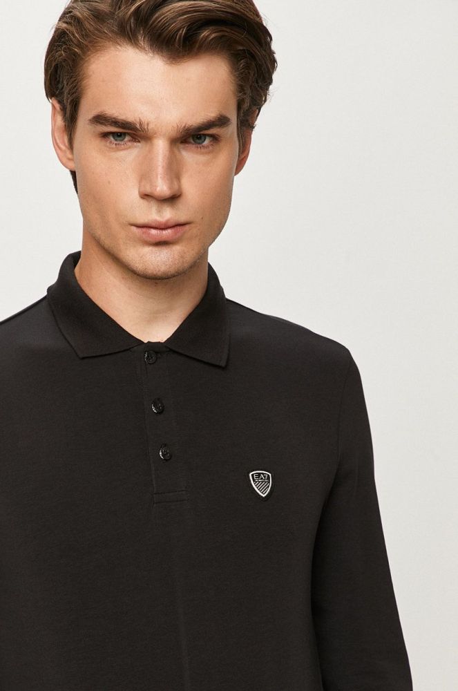 Лонгслів EA7 Emporio Armani чоловічий колір чорний гладкий