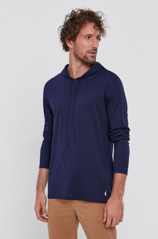 Бавовняний лонгслів Polo Ralph Lauren колір синій гладкий (1685865)