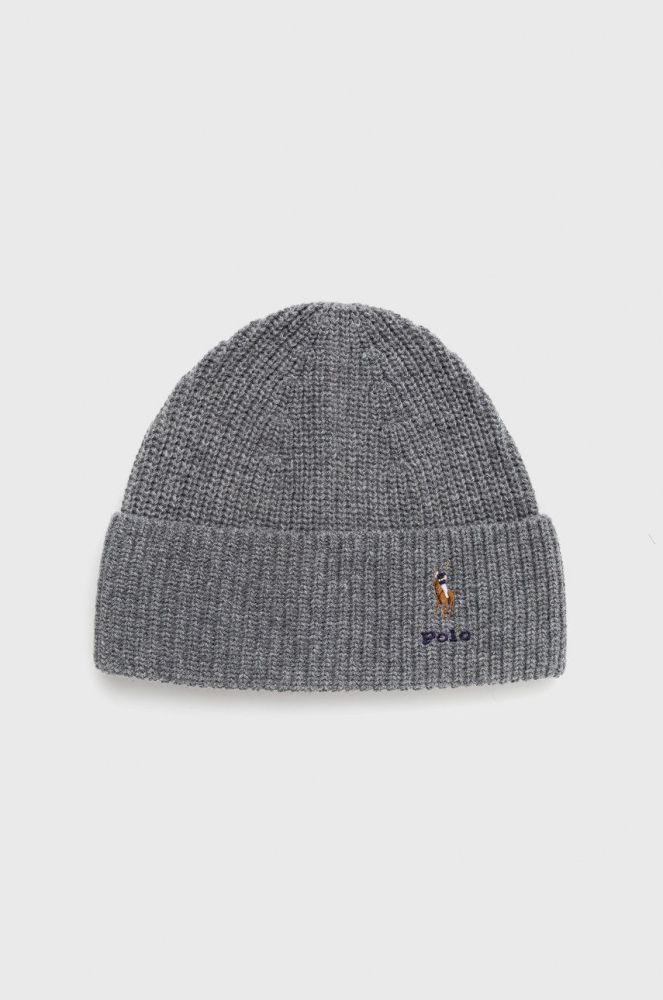Шапка з домішкою вовни Polo Ralph Lauren колір сірий