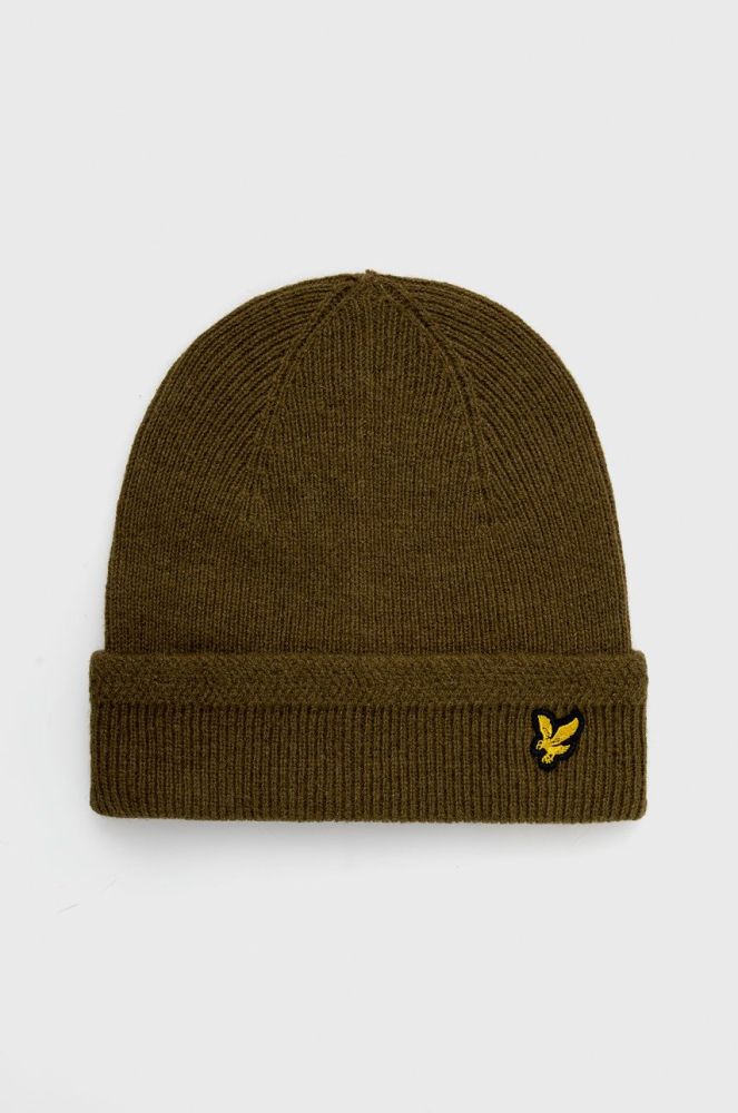 Шапка Lyle & Scott колір зелений з тонкого трикотажу вовна