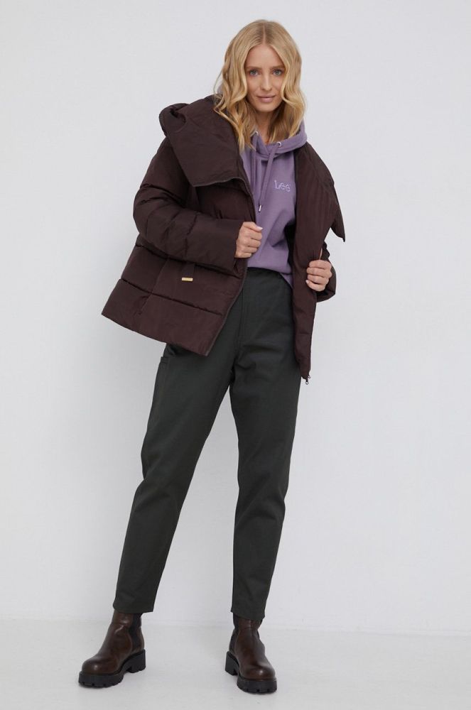 Куртка Sisley жіноча колір коричневий зимова oversize