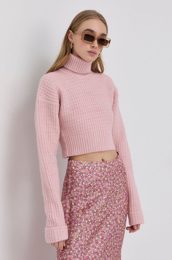 Светр For Love & Lemons жіночий колір рожевий півгольф