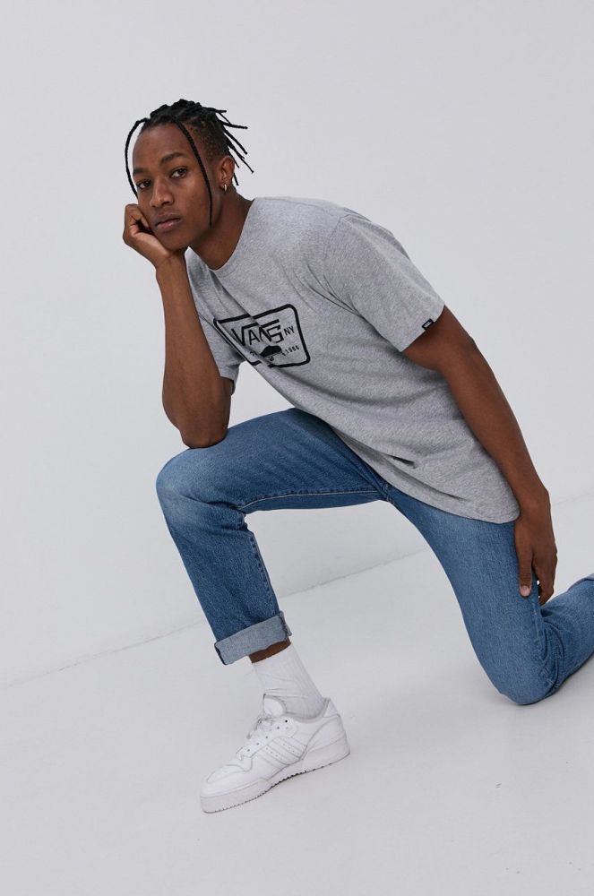Футболка Vans чоловіча колір сірий з принтом VN000QN8ATJ1-HEATHER