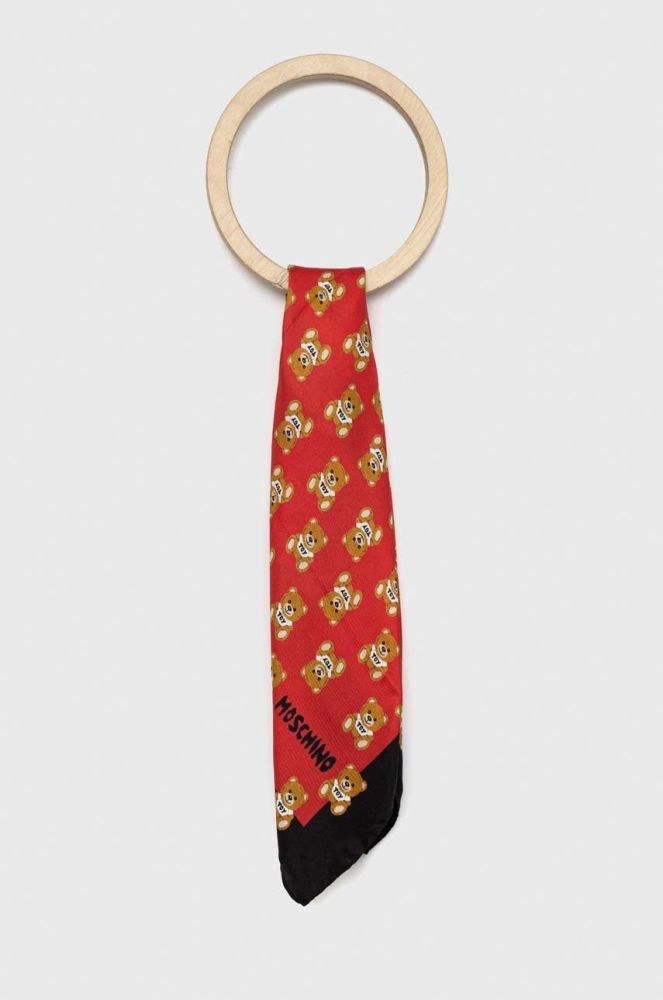 Шовкова хустка на шию Moschino колір червоний візерунок (2925127)