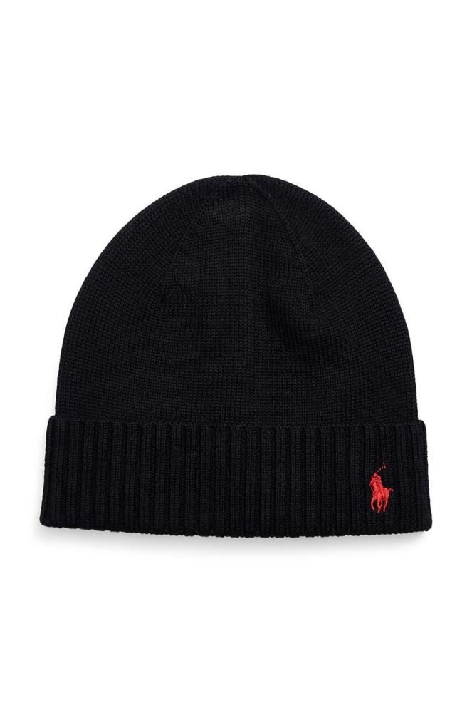 Дитяча шапка Polo Ralph Lauren колір чорний з тонкого трикотажу