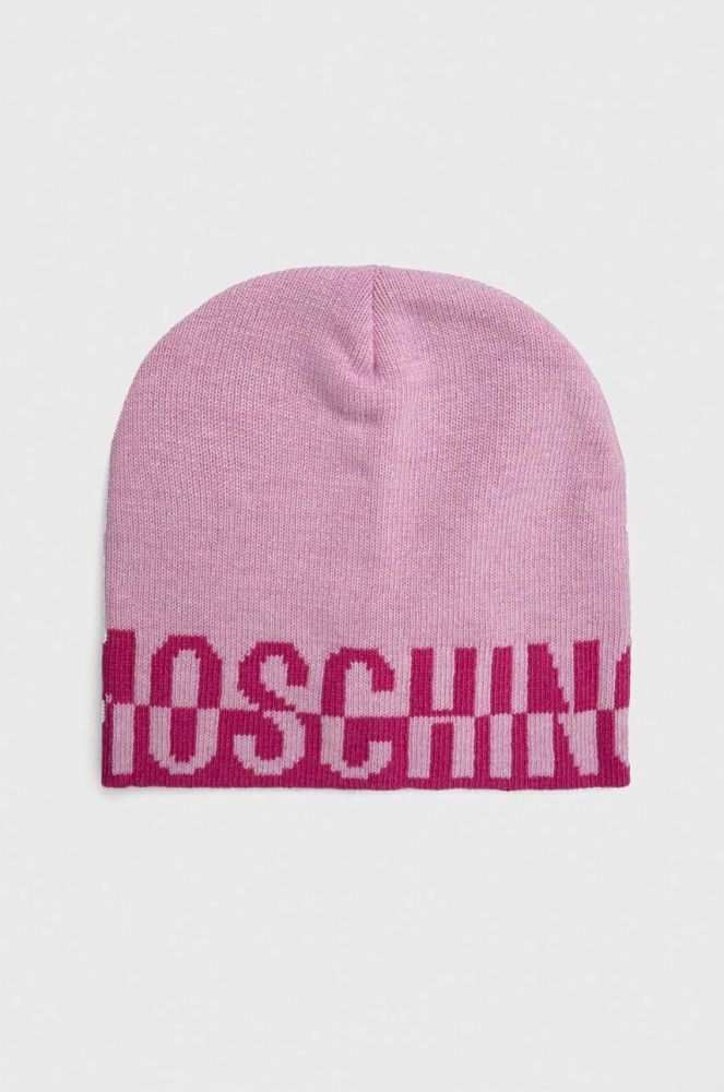 Шапка з домішкою вовни Moschino колір рожевий (3398922)