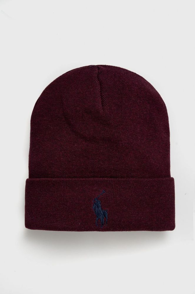 Бавовняна шапка Polo Ralph Lauren колір бордовий з бавовни