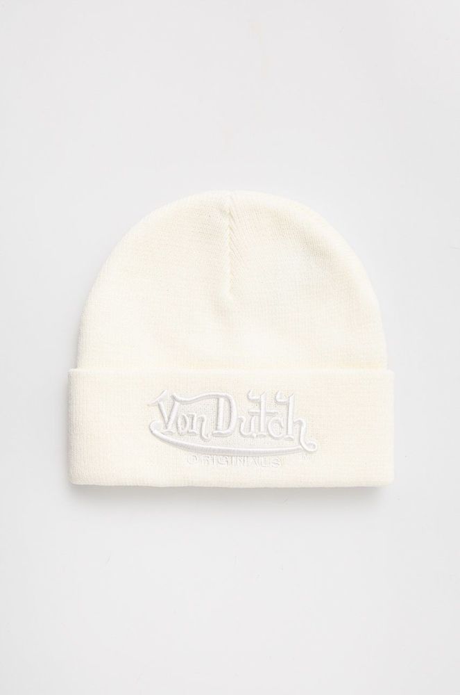 Шапка Von Dutch колір бежевий з товстого трикотажу