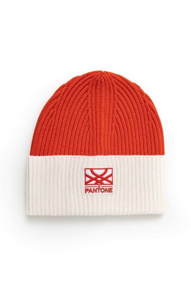 Шапка з домішкою вовни United Colors of Benetton X Pantone колір помаранчевий