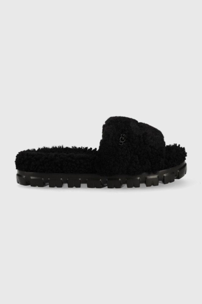 Вовняні тапочки UGG W Cozetta Curly колір чорний