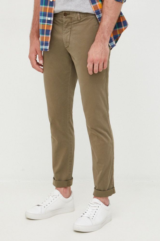 Штани Tommy Hilfiger чоловічі колір зелений облягаюче (2476449)