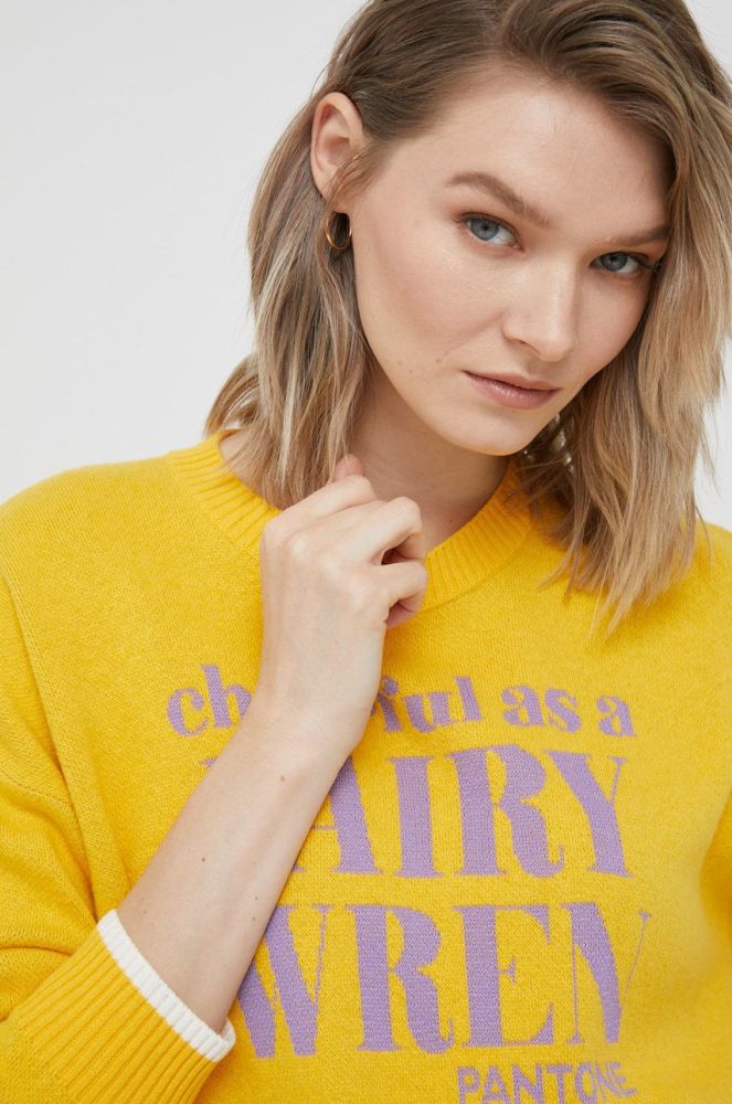 Светр з домішкою вовни United Colors of Benetton X Pantone жіночий колір жовтий