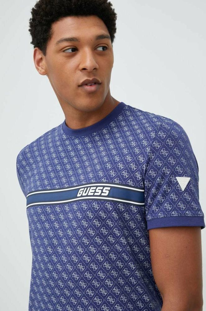 Футболка Guess чоловічий візерунок колір блакитний