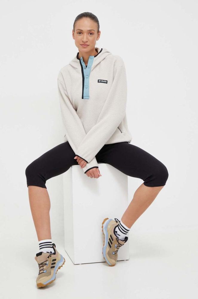 Спортивна кофта Columbia Helvetia Iconic Sister колір бежевий з капюшоном з аплікацією