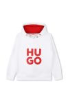 Дитяча кофта HUGO колір білий з капюшоном з принтом (3458231)