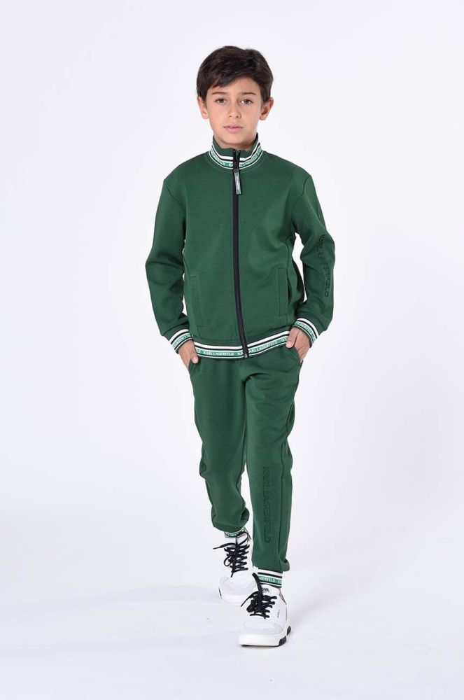Дитяча кофта Karl Lagerfeld колір зелений однотонна (3453664)
