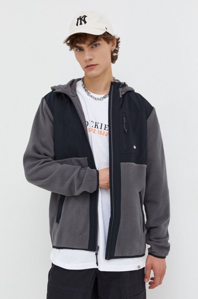 Кофта Quiksilver чоловіча колір чорний з капюшоном візерунок
