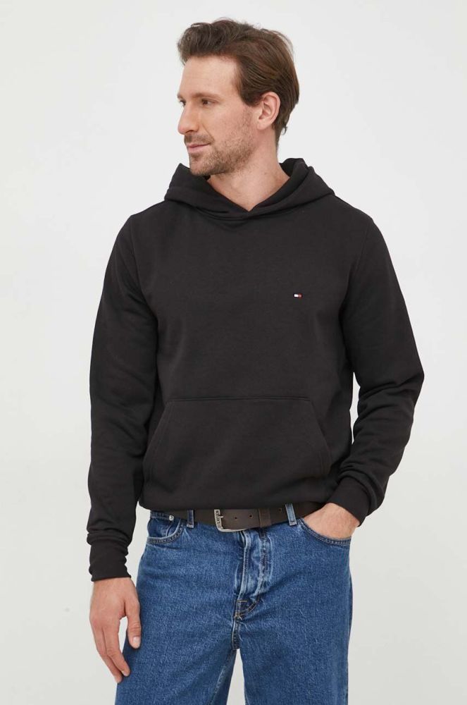 Кофта Tommy Hilfiger чоловіча колір чорний з капюшоном однотонна (3532892)