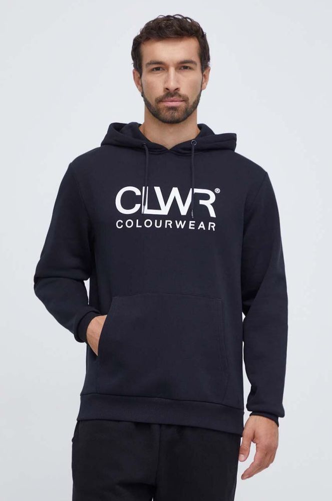 Кофта Colourwear чоловіча колір чорний з капюшоном з принтом