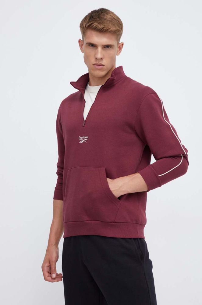 Кофта Reebok чоловіча колір бордовий з аплікацією