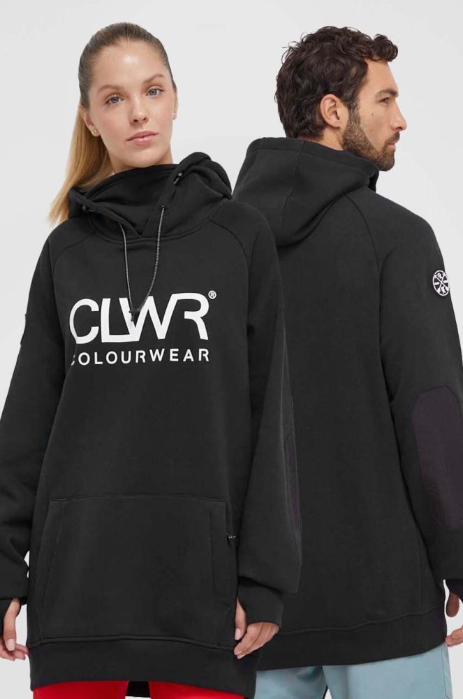Спортивна кофта Colourwear Bowl Hood 2.0 колір чорний з капюшоном з принтом