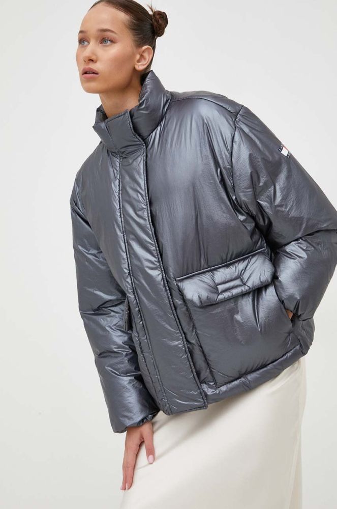 Куртка Tommy Jeans жіноча колір сірий зимова oversize