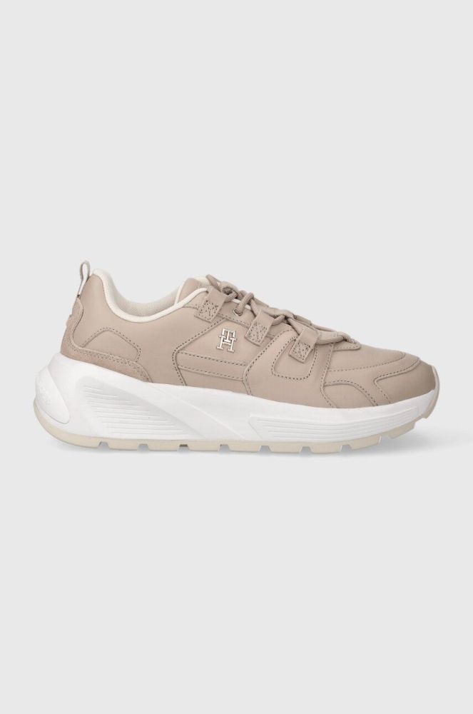 Шкіряні кросівки Tommy Hilfiger TH PREMIUM RUNNER LTHR колір бежевий FW0FW07340