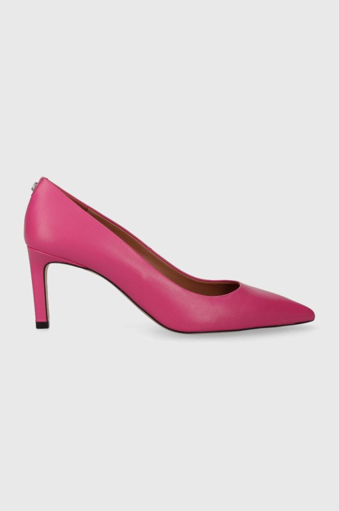 Шкіряні туфлі BOSS Janet Pump 70-N колір рожевий 50498836