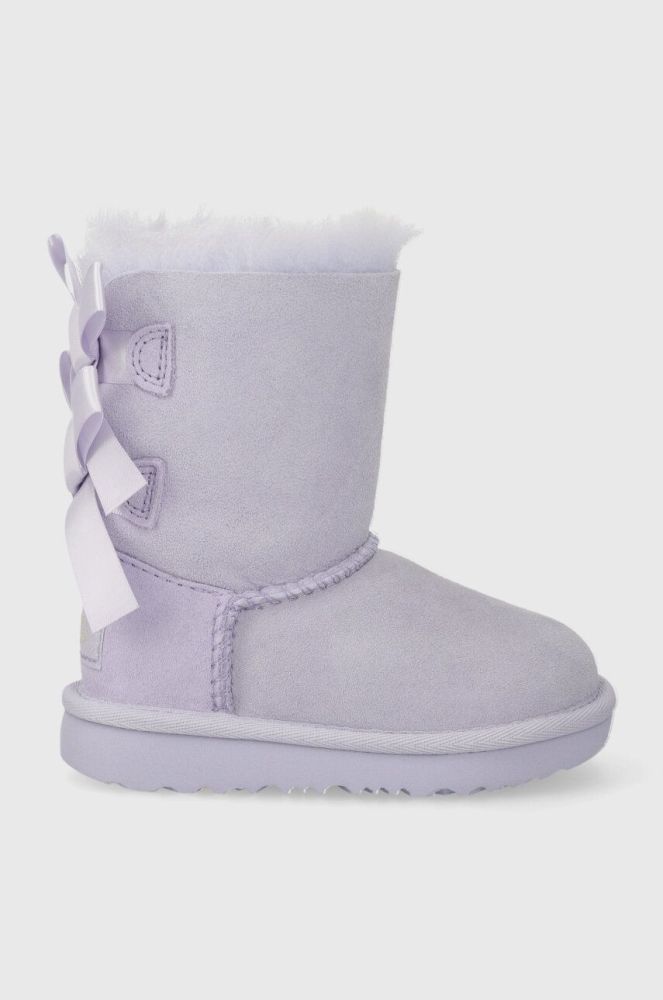 Дитячі замшеві чоботи UGG T BAILEY BOW II колір фіолетовий