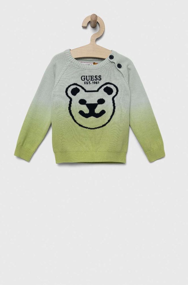 Бавовняний светр для немовлят Guess колір зелений