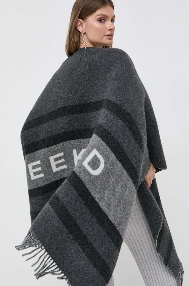 Вовняне пончо Weekend Max Mara колір сірий тепле (3478101)