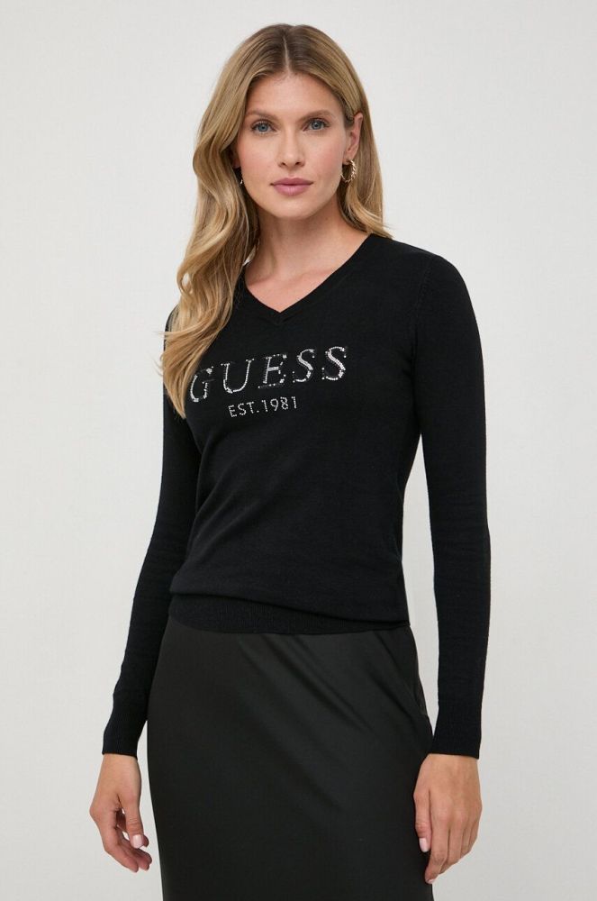 Светр Guess жіночий колір чорний легкий (3572408)