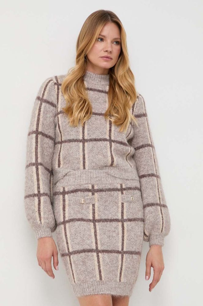 Светр з домішкою вовни Guess жіночий колір коричневий теплий