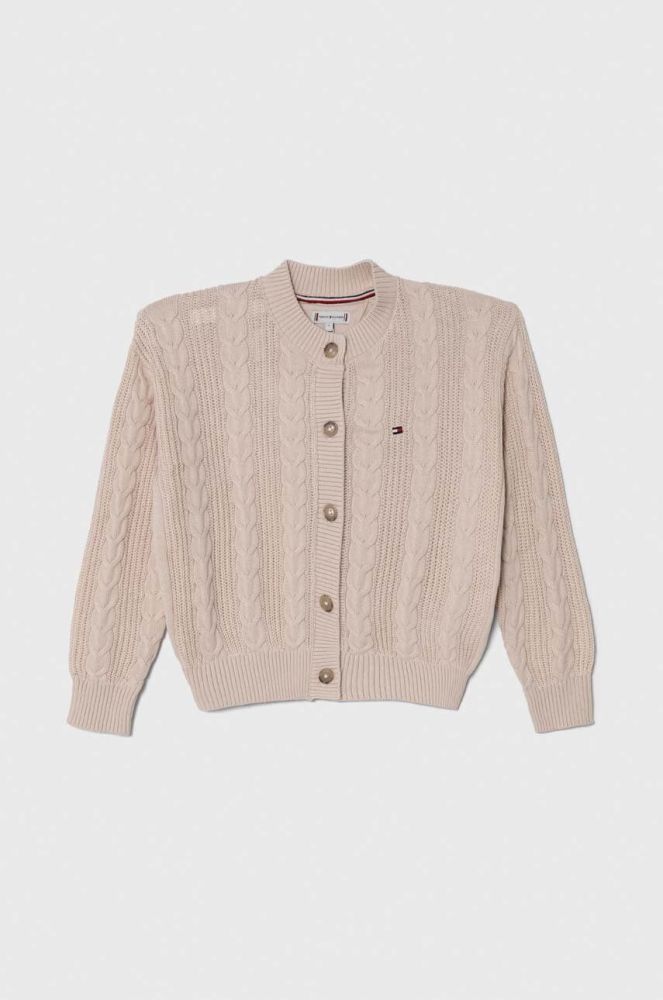 Дитячий бавовняний кардиган Tommy Hilfiger колір бежевий легкий