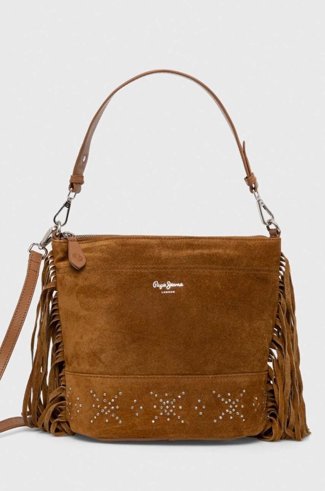 Замшева сумочка Pepe Jeans колір коричневий (3583250)