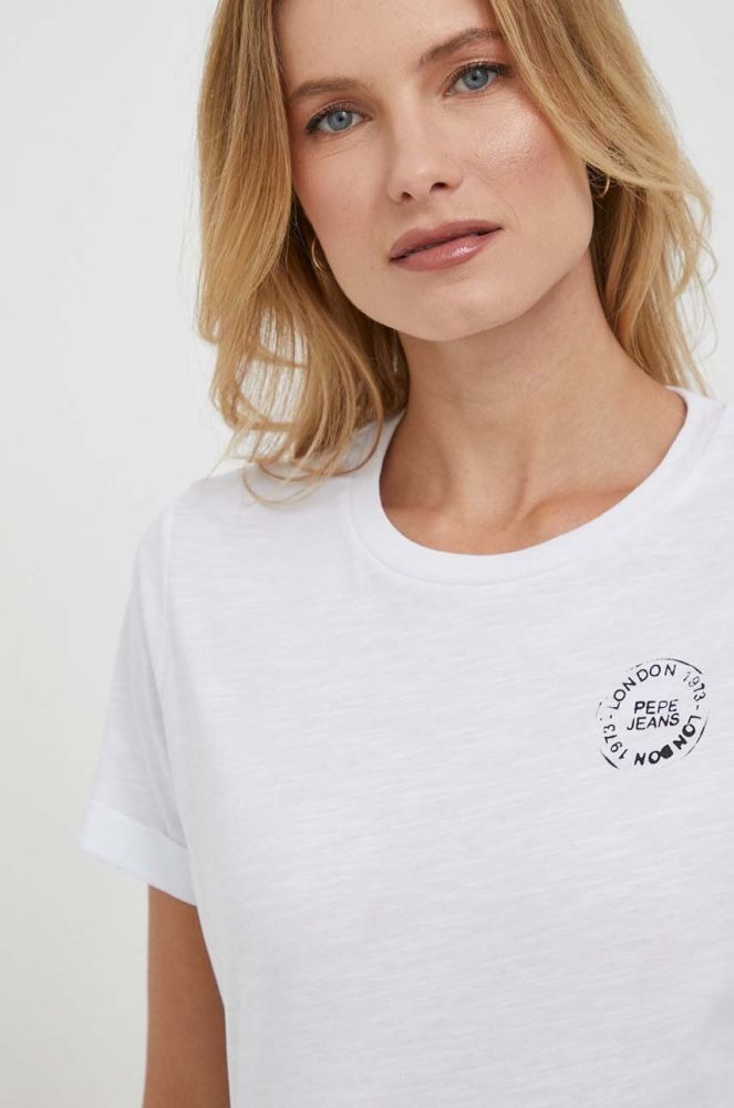 Бавовняна футболка Pepe Jeans Chantal жіноча колір білий