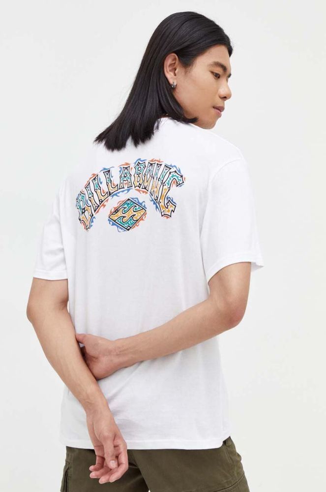 Бавовняна футболка Billabong колір білий з принтом (3447896)