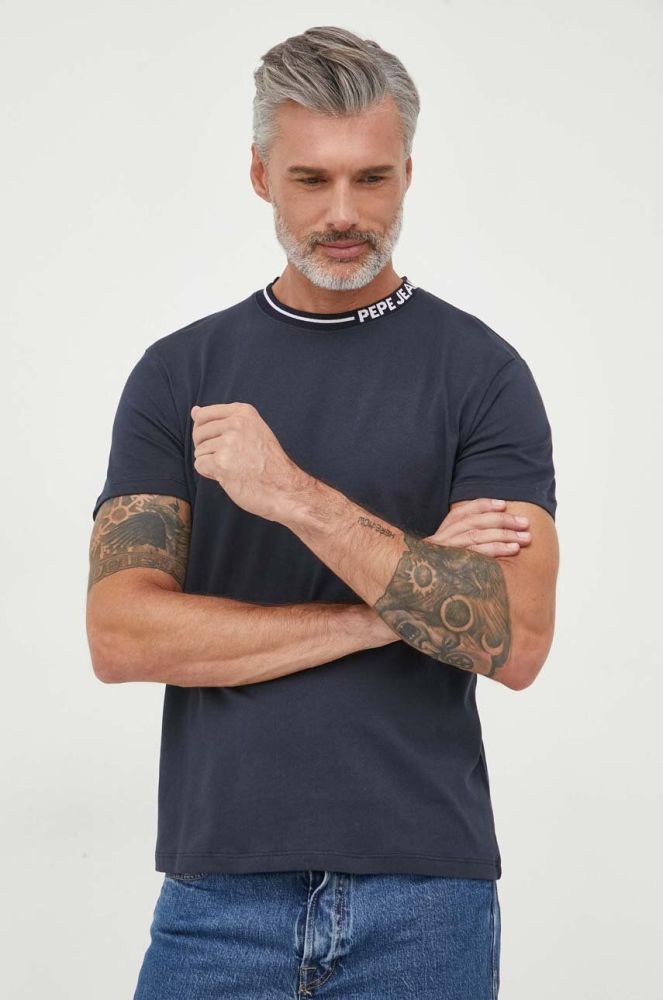 Бавовняна футболка Pepe Jeans WARIAN колір синій з принтом