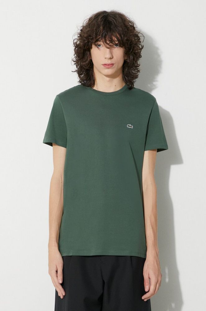 Бавовняна футболка Lacoste колір коричневий однотонний (3343627)