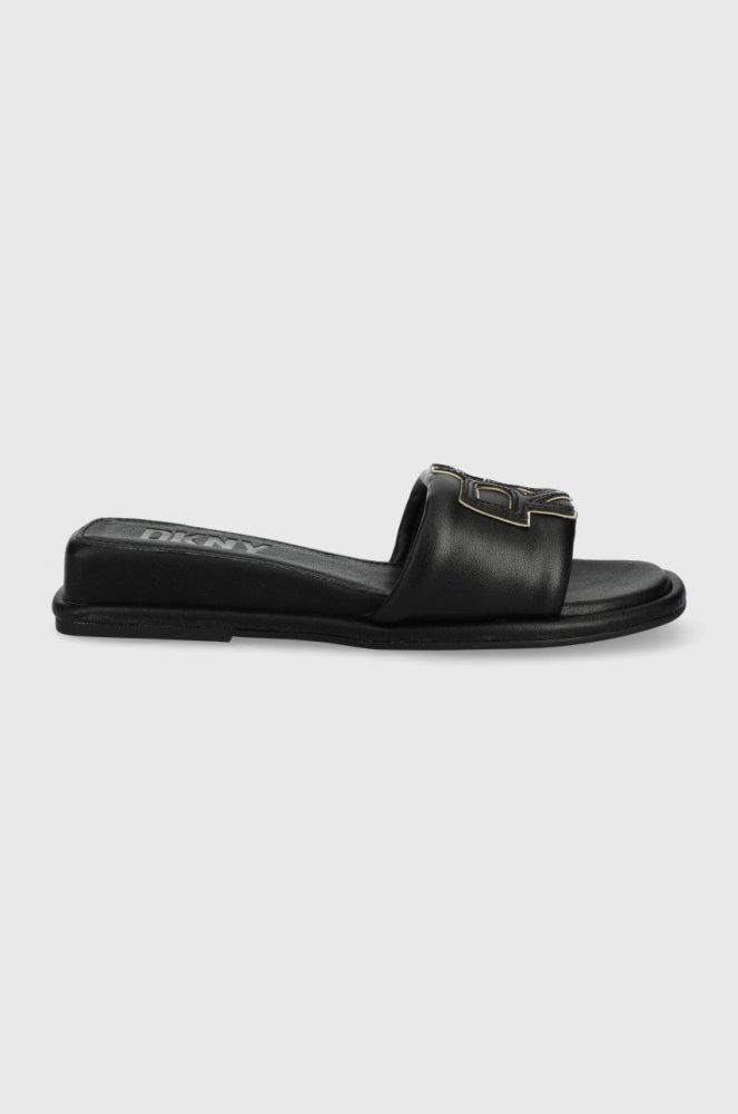 Шкіряні шльопанці Dkny Toures жіночі колір чорний на платформі