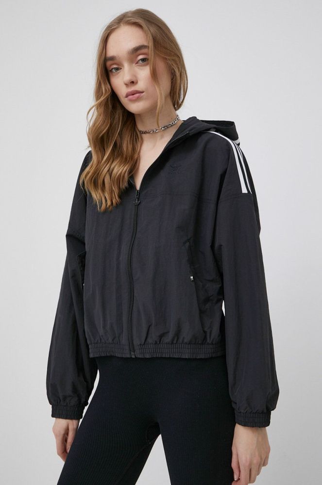 Куртка adidas Originals Adicolor HC2022 жіноча колір чорний перехідна HC2022-BLACK