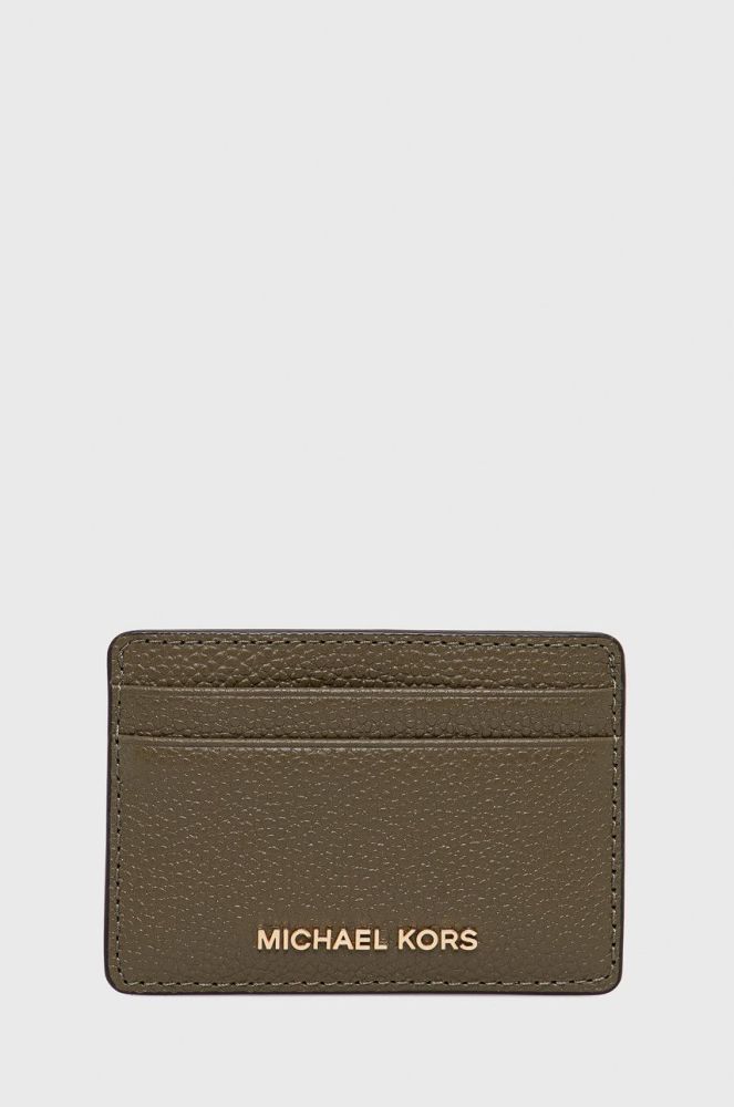 Шкіряний чохол на банківські карти MICHAEL Michael Kors жіночий колір зелений (2521106)