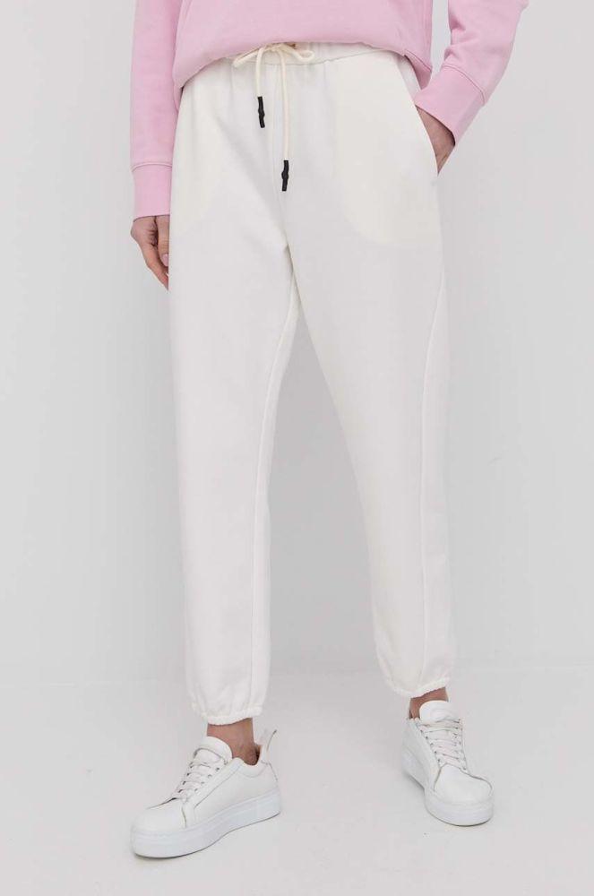 Штани Max Mara Leisure жіночі колір білий однотонні